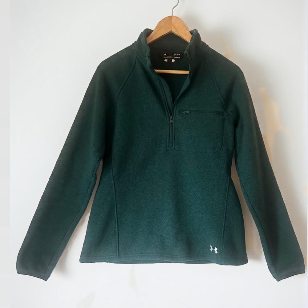 UNDER ARMOUR WOMEN’S PULLOVER SWEATER WINTERSWEET GREEN Quarter Zip - Size M
